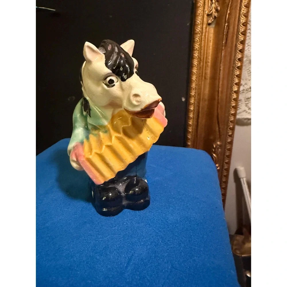 Vintage Anthropomorphic Horse Shaker Japan Equine Playing Accordion 1950s Kitsch